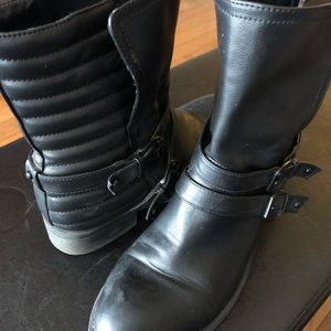 Faux leather moto boots
